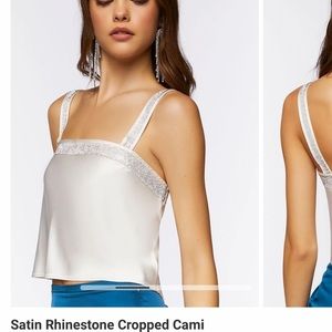 NWT Forever 21 Satin rhinestone cropped cami size medium